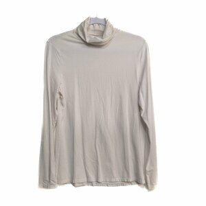 Felina Womens White Sweatshirt Mock Neck Long Sleeve Pullover Solid Size L